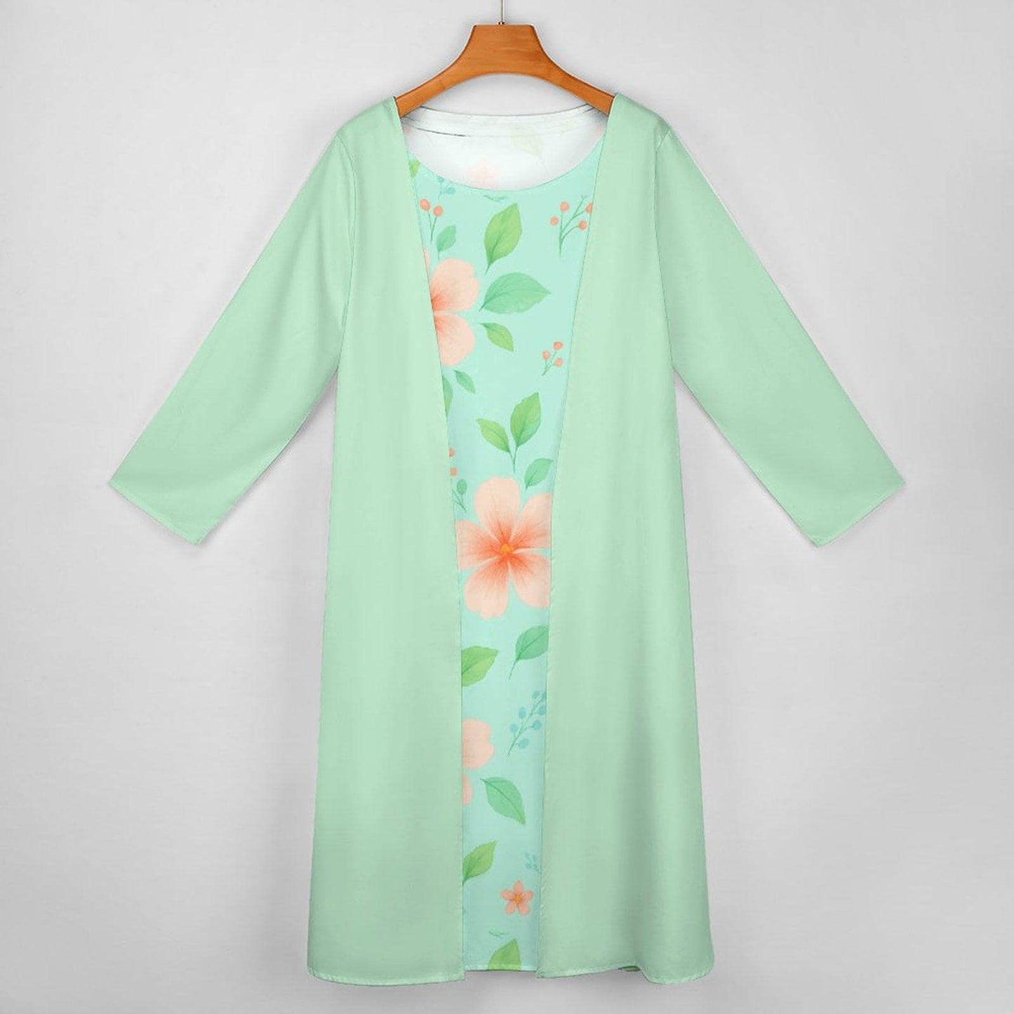 Mint Floral Maxi Dress Set: Elegant Wedding Guest Gown