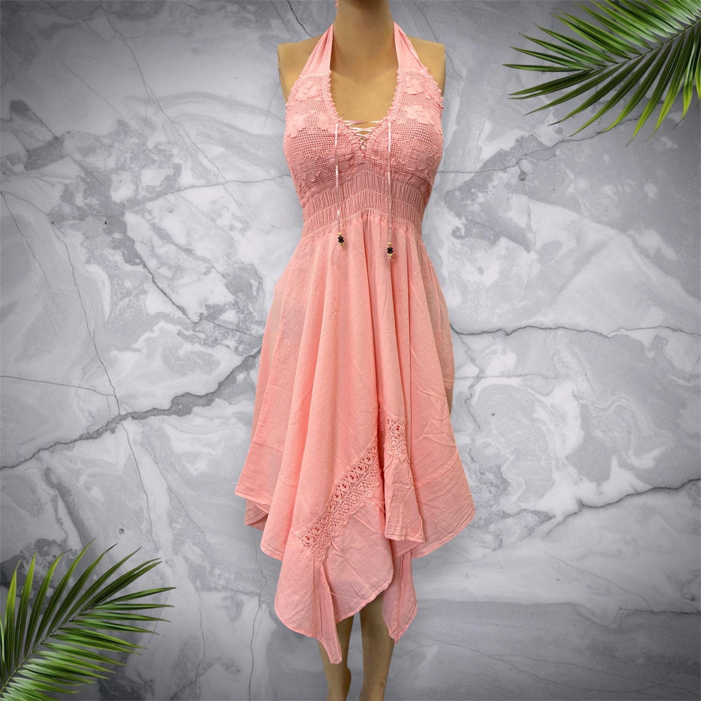 Vestido de verano bohemio 'Puntas Dress' hecho a mano con organic algodón peruano, estilo occidental, talla única (S-M-L) ENVÍO GRATIS