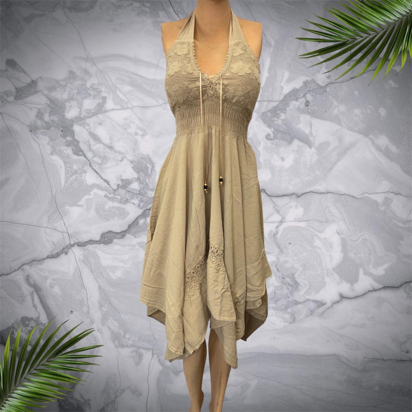 Vestido de verano bohemio 'Puntas Dress' hecho a mano con organic algodón peruano, estilo occidental, talla única (S-M-L) ENVÍO GRATIS