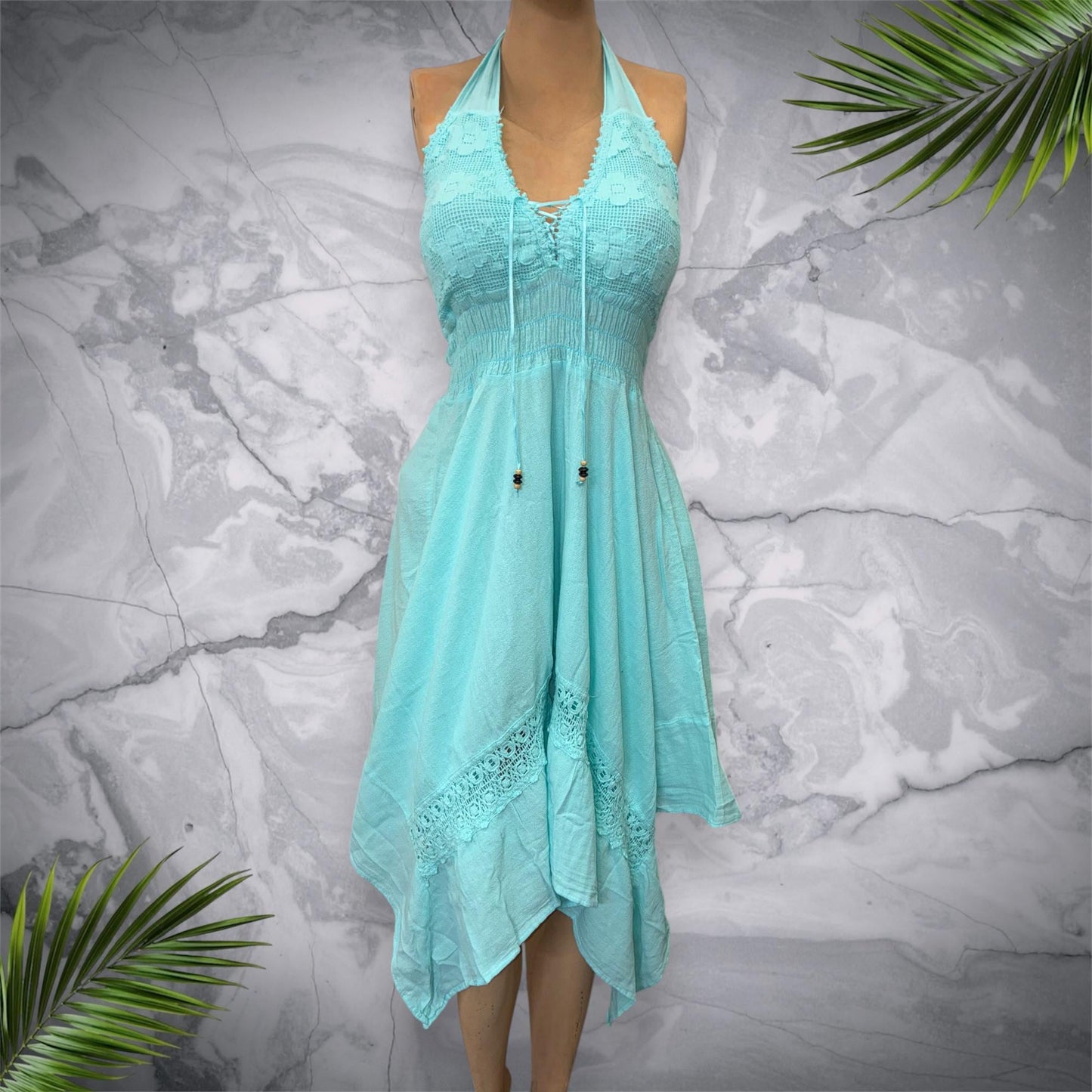 Vestido de verano bohemio 'Puntas Dress' hecho a mano con organic algodón peruano, estilo occidental, talla única (S-M-L) ENVÍO GRATIS