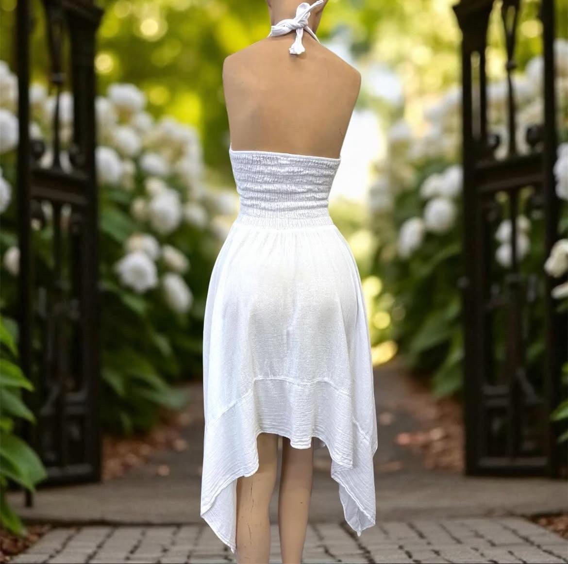 Vestido de verano bohemio 'Puntas Dress' hecho a mano con organic algodón peruano, estilo occidental, talla única (S-M-L) ENVÍO GRATIS