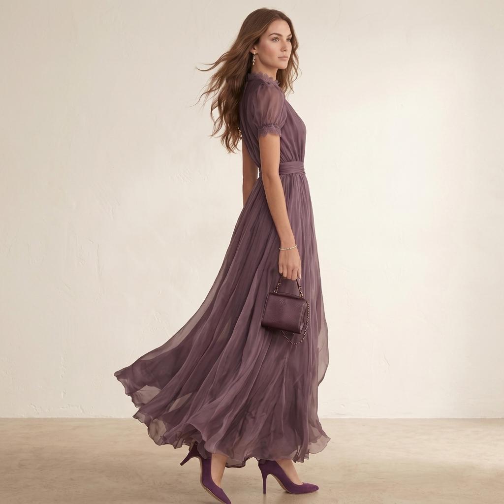 Elegant Lace Boho Maxi Dress, Pleated High Waist Summer Party Gown