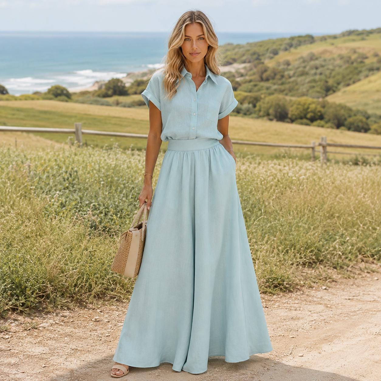 Women's Maxi Dress, Elegant Shirt Dress, Casual Chic Outfit, Modest Dress, Summer Fashion, Boho Inspired Dress, Relaxed Fit Dress