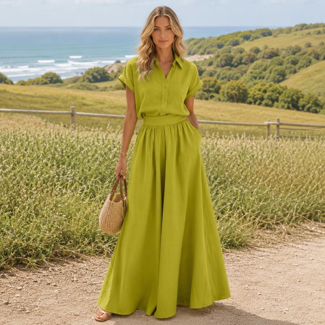 Women's Maxi Dress, Elegant Shirt Dress, Casual Chic Outfit, Modest Dress, Summer Fashion, Boho Inspired Dress, Relaxed Fit Dress