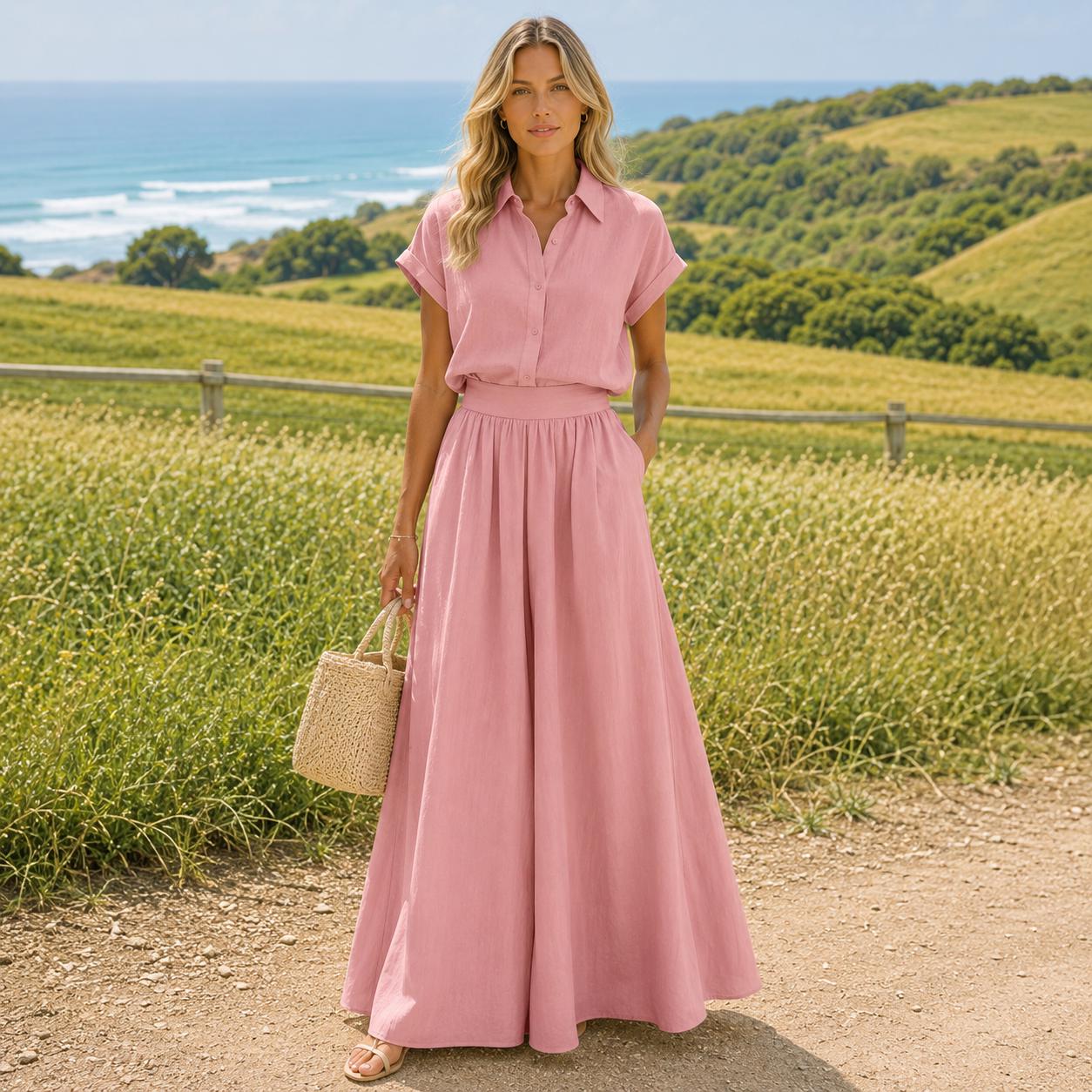 Women's Maxi Dress, Elegant Shirt Dress, Casual Chic Outfit, Modest Dress, Summer Fashion, Boho Inspired Dress, Relaxed Fit Dress
