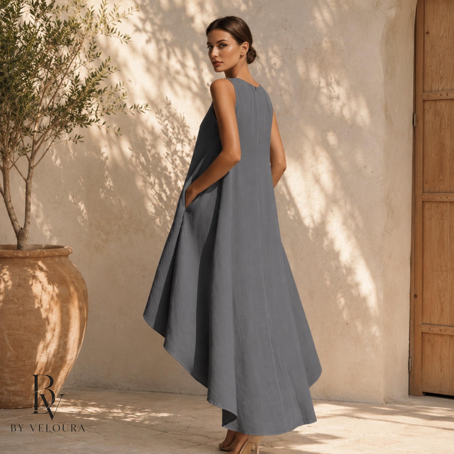 Women's High Low Summer Dress, Sleeveless Flowy Resort Wear Vacation Dress