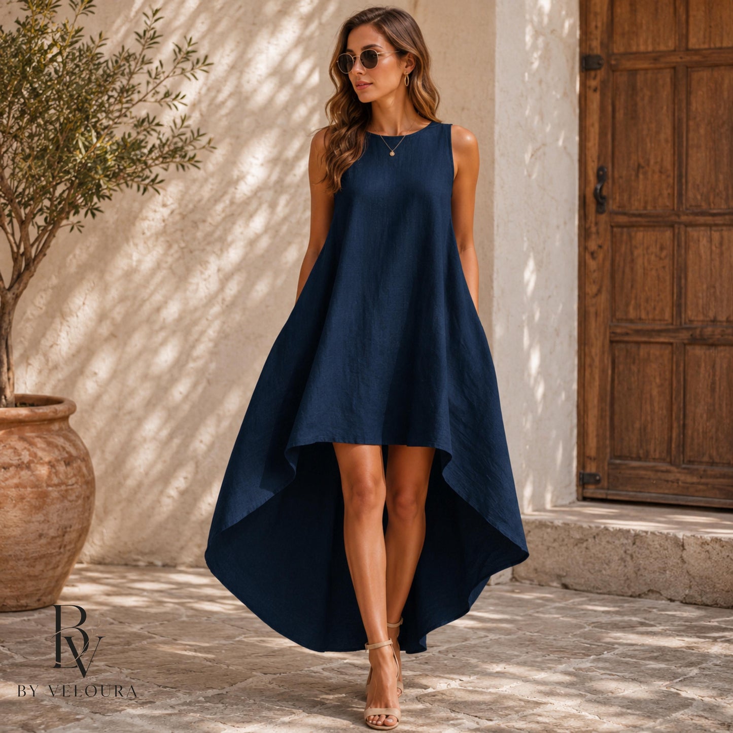 Women's High Low Summer Dress, Sleeveless Flowy Resort Wear Vacation Dress