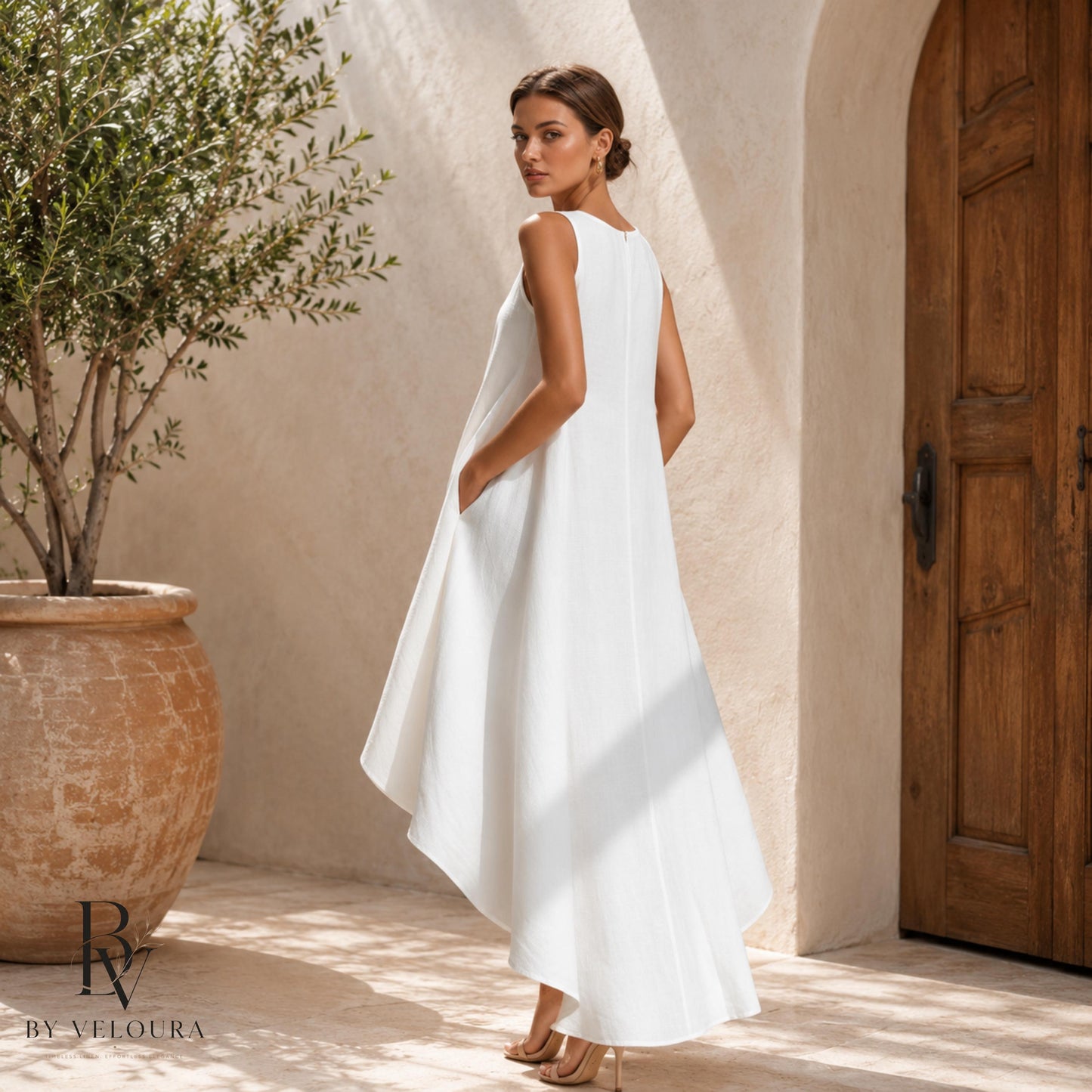 Women's High Low Summer Dress, Sleeveless Flowy Resort Wear Vacation Dress