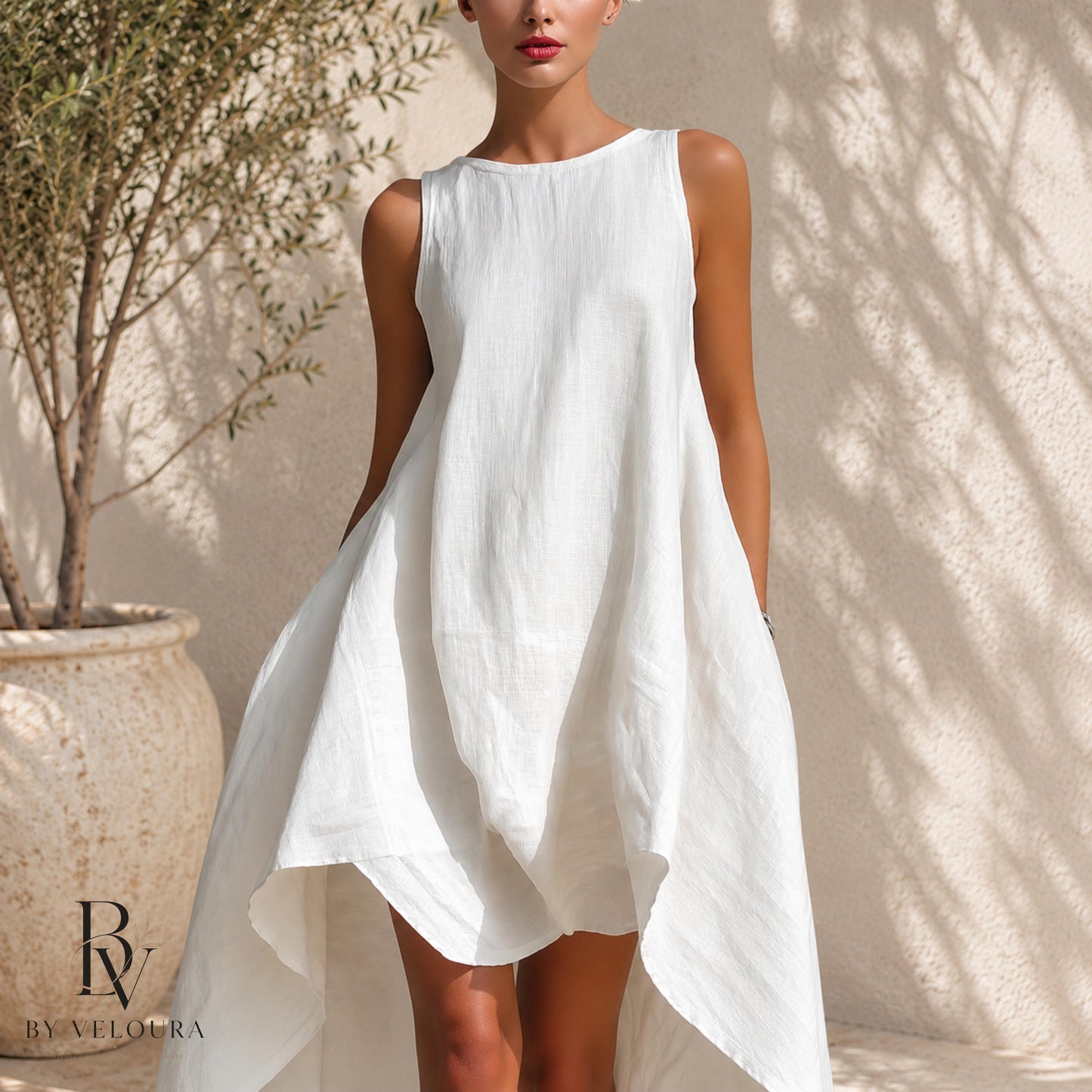 Women's High Low Summer Dress, Sleeveless Flowy Resort Wear Vacation Dress