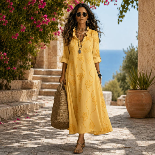 Women's Floral Print Maxi Dress Boho Casual Summer Beach Vacation Long Flowy Comfortable Outfit