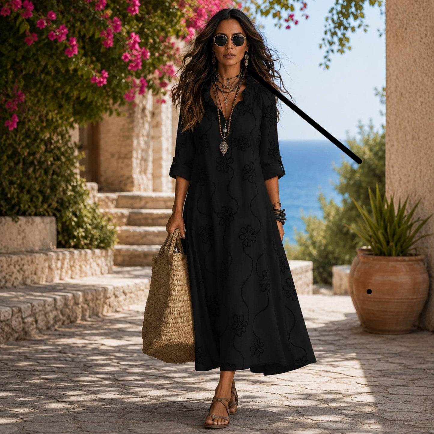 Women's Floral Print Maxi Dress Boho Casual Summer Beach Vacation Long Flowy Comfortable Outfit