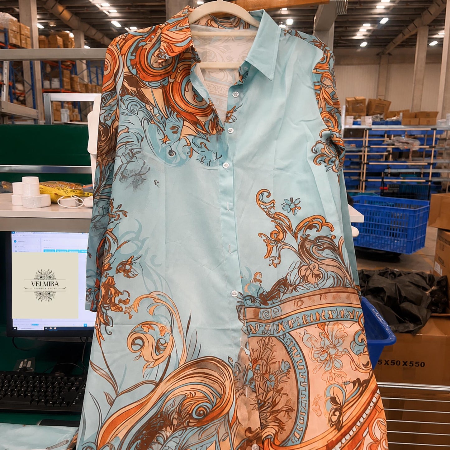 Boho Shirt Dress, Paisley Print, Button Down Kaftan, Resort Vacation Cover Up
