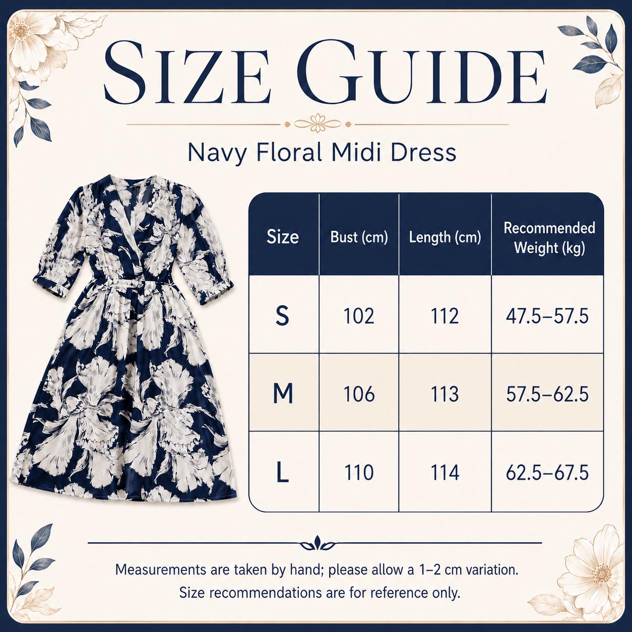 Navy Floral Midi Dress, Women's V Neck A Line Dress, Elegant Printed Dress, Short Sleeve Summer Dress, Wedding Guest Outfit