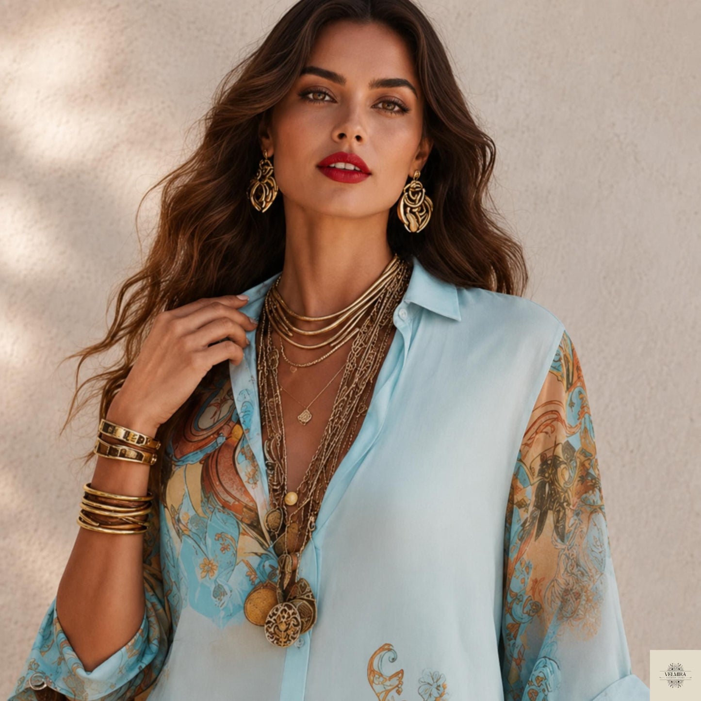 Boho Shirt Dress, Paisley Print, Button Down Kaftan, Resort Vacation Cover Up